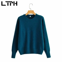 ltph simple solid color women sweaters oversized loose knitted o neck long sleeve top lazy style casual jumpers 2021 autumn new