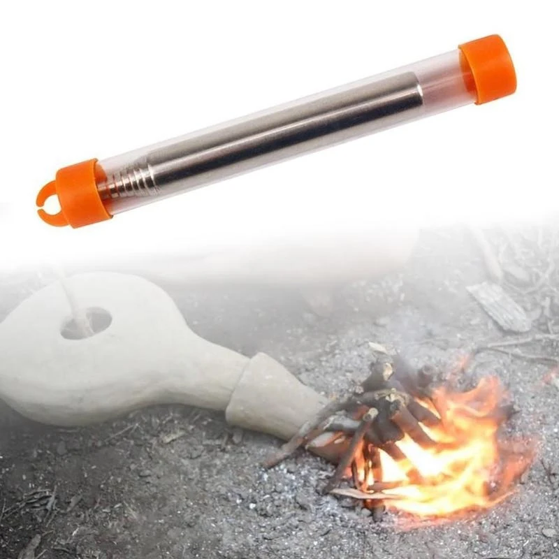 

1PC Portable Kitchen Blow Fire Tube Stainless Steel Blow Fire Tube Camping Survival Blow Fire Tube Pocket Telescopic Fire Tool