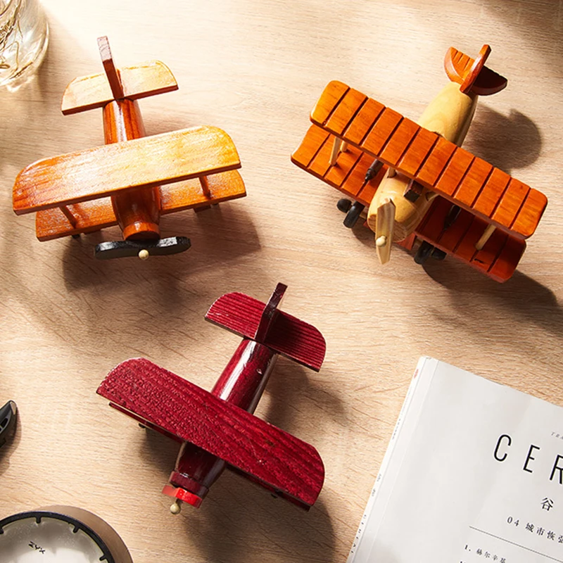 Деревянная модель самолета в стиле ретро украшения для гостиной и дома винтажные