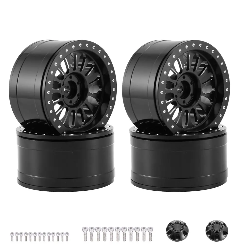 

4PCS 1/10 RC Rock Crawler Aluminum 2.2 Beadlock Wheel Rims for Axial SCX10 RR10 Wraith 90048 90018 Traxxas TRX4 TRX-6 Black