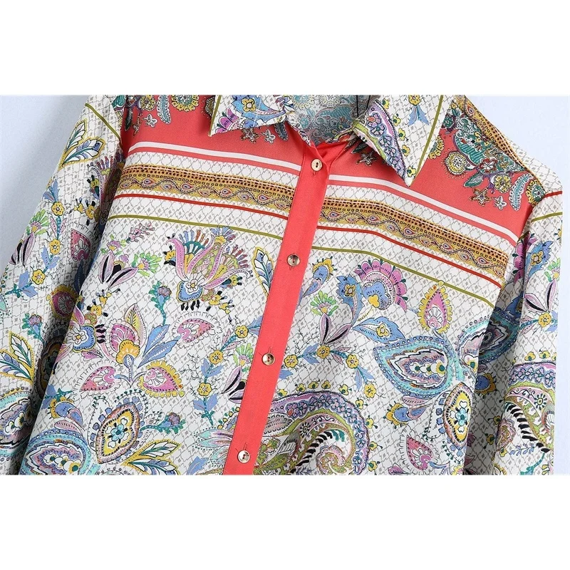 

2021 spring new style Lapel print casual shirt print casual pants suit