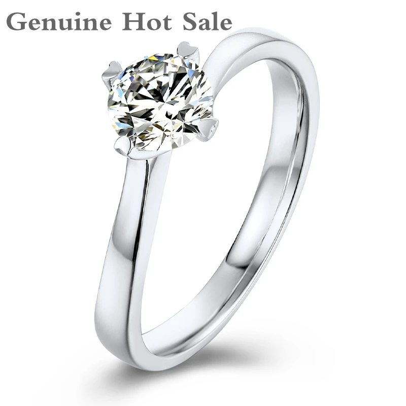 Серебряное кольцо из моиссанита 925 пробы 0.5ct D цветное круглое блестящее