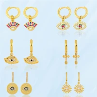 korean fashion simple woman earrings piercing gold color turkish eye vintage crosses dangle earrings classic gothic accessories