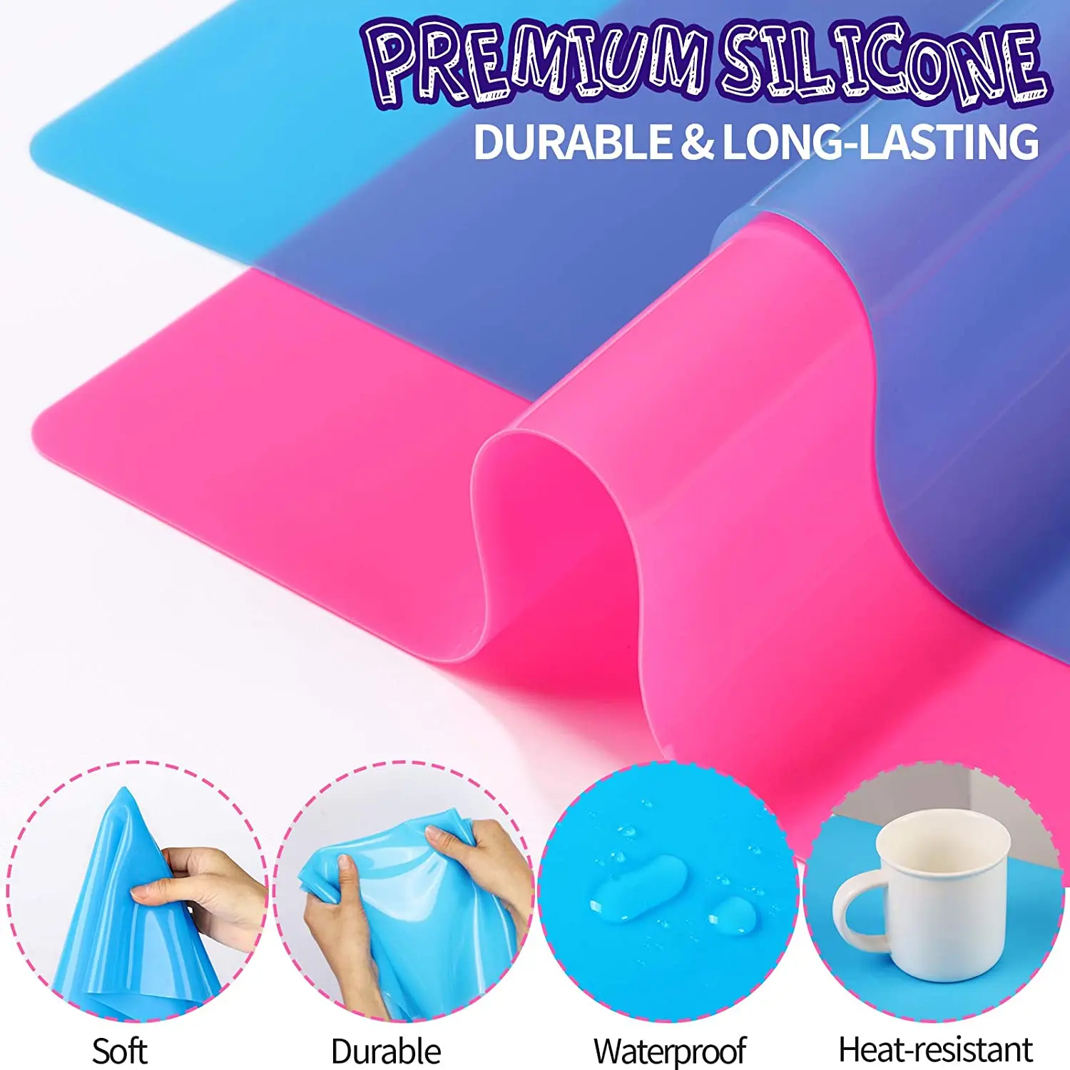 

15.7" x 11.7" Large Silicone Sheet for Crafts Epoxy Jewelry Casting Moulds Mat Multipurpose Nonstick Nonskid Heat-Resistant Pad