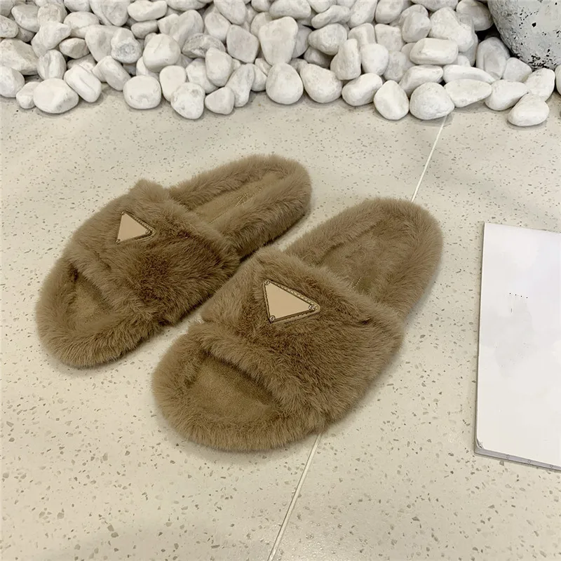 Luxury Design Winter Slippers Women Slip On Wool Shoes Ladies Mules Slides Casual Zapatos De Mujer Flip Flops Footwears Female | Обувь
