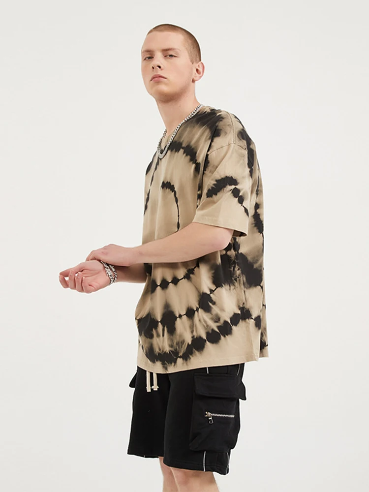 

Hip Hop Tie Dye Gothic 2021 Summer Men T-Shirt Streetwear CD Print Men T Shirt 100% Cotton Oversize Loose Fashion Tops Tees
