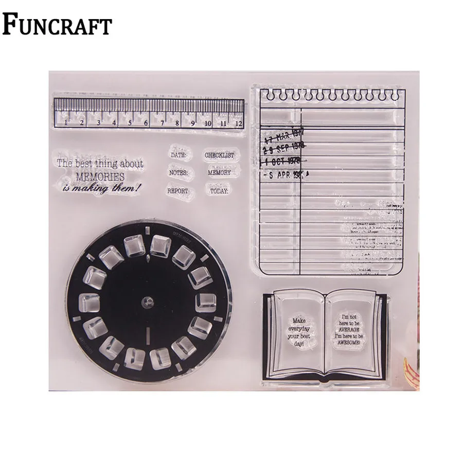 1 лист винтажные часы линейка форма буквы памяти прозрачные резиновые штампы для