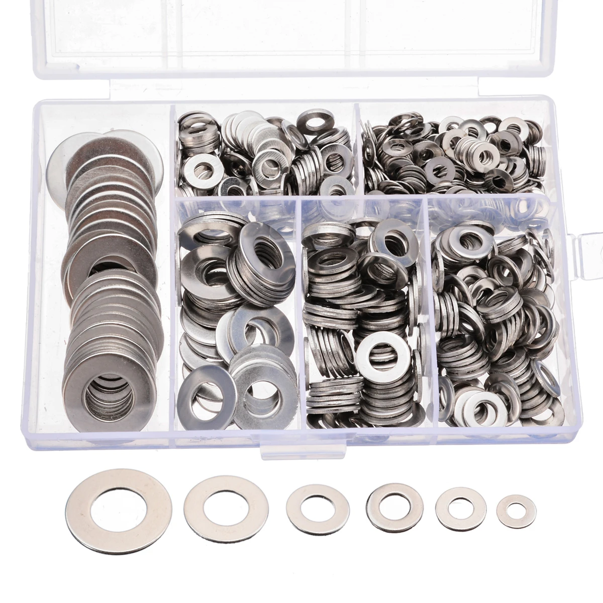 

660 Pcs Stainless Steel M3 M4 M5 M6 M8 M10 Flat Washers Plain Gasket Spacers Assortment Set Screw Bolt Fastener Hardware