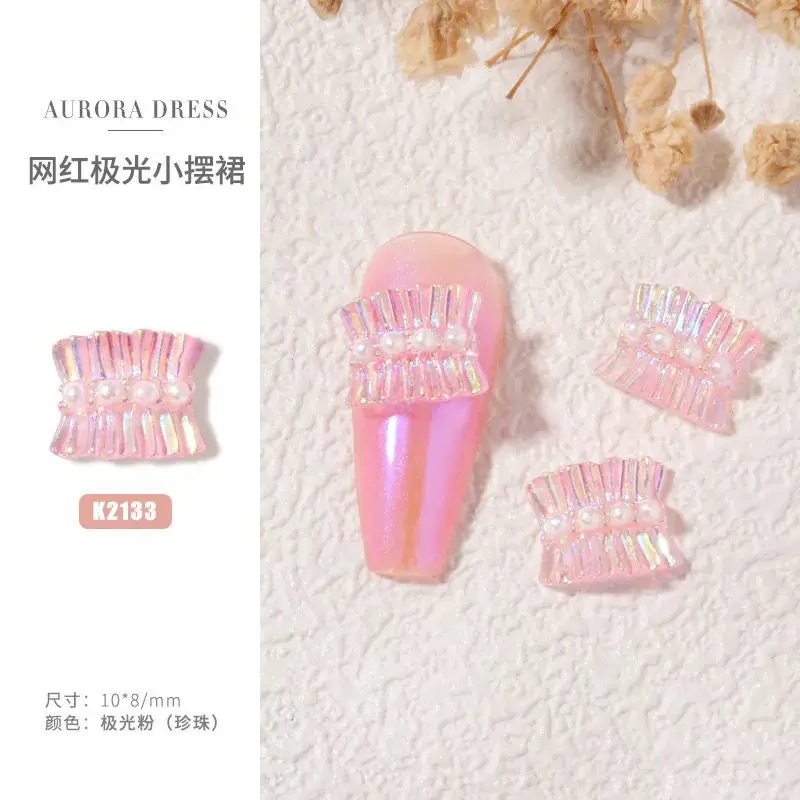 

Nail Ornament Aurora Skirt Fairy Nail Ornament Nail Drill Jewelry Explosions Ins Show White Rhinestones Nail Decoration Decor