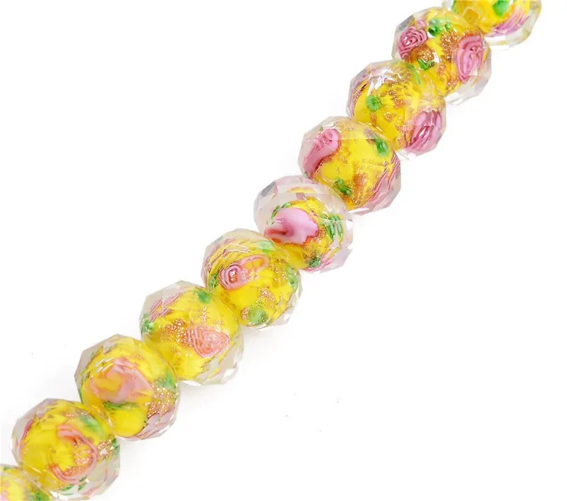 Baby Yellow 12 мм x 8 мм роза цветок лэмпворк стеклянные бусины для изготовления ювелирных изделий Кристалл муранского Рондель Сделай Сам бисер подвеска Аксессуары для рукоделия - Цвет: Baby Yellow