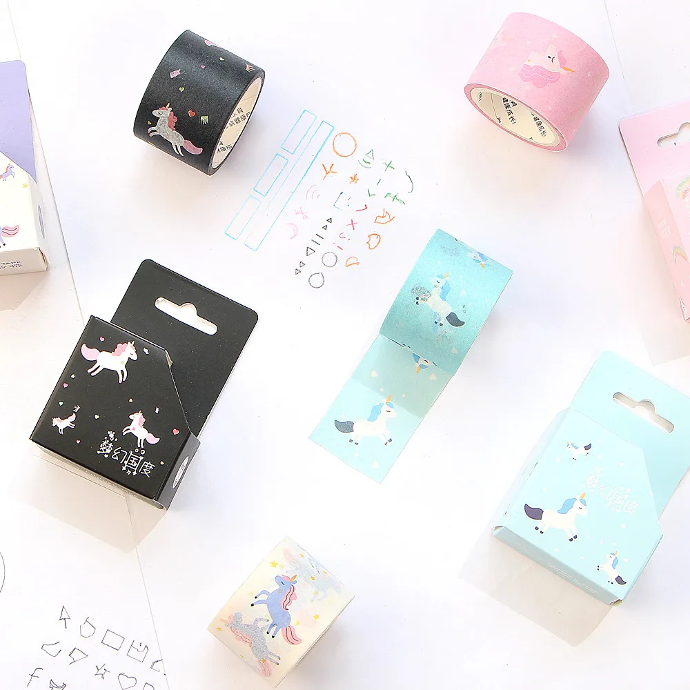 1 шт. симпатичная Маскировка Лента Kawaii Единорог васи лента декоративная клейкая лента для детей DIY Скрапбукинг дневник Альбомы для фото