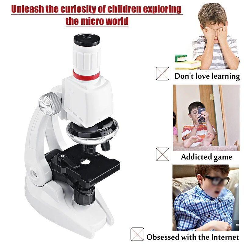 Детский Биологический микроскоп 1200X для начинающих детский с креплением набор