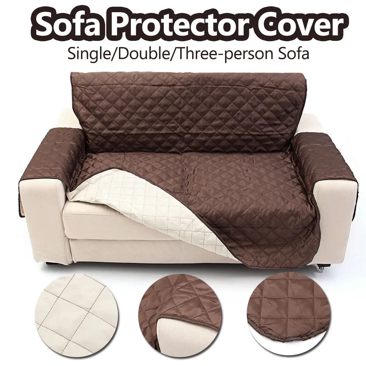 

1/2/3 Seat Waterproof Quilted Sofa Cover Slipcover Pet Couch Furniture Protector (Single Seat) 53*183cm