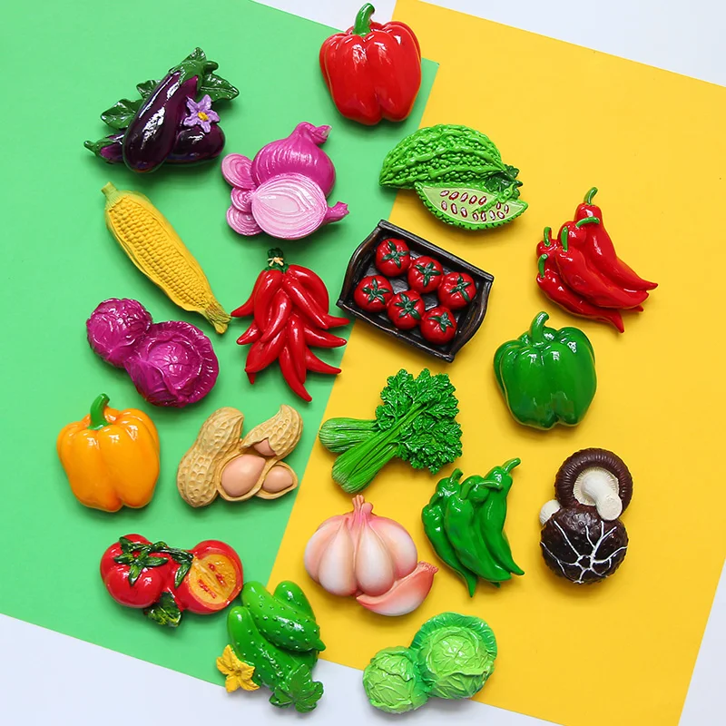 

3D simulation vegetable fruit fridge magnets message post Pepper mushroom magnet decoration Tomato onion refrigerator stickers