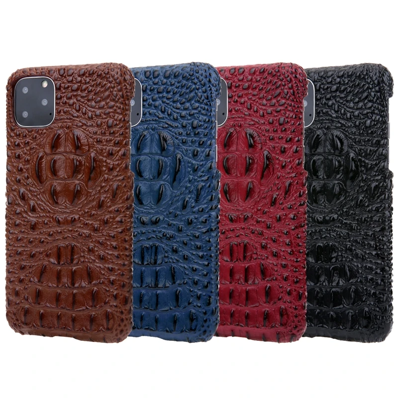 Жесткий чехол из натуральной кожи 3D crocod для iPhone 11 Pro Max 11Pro чехлы телефонов