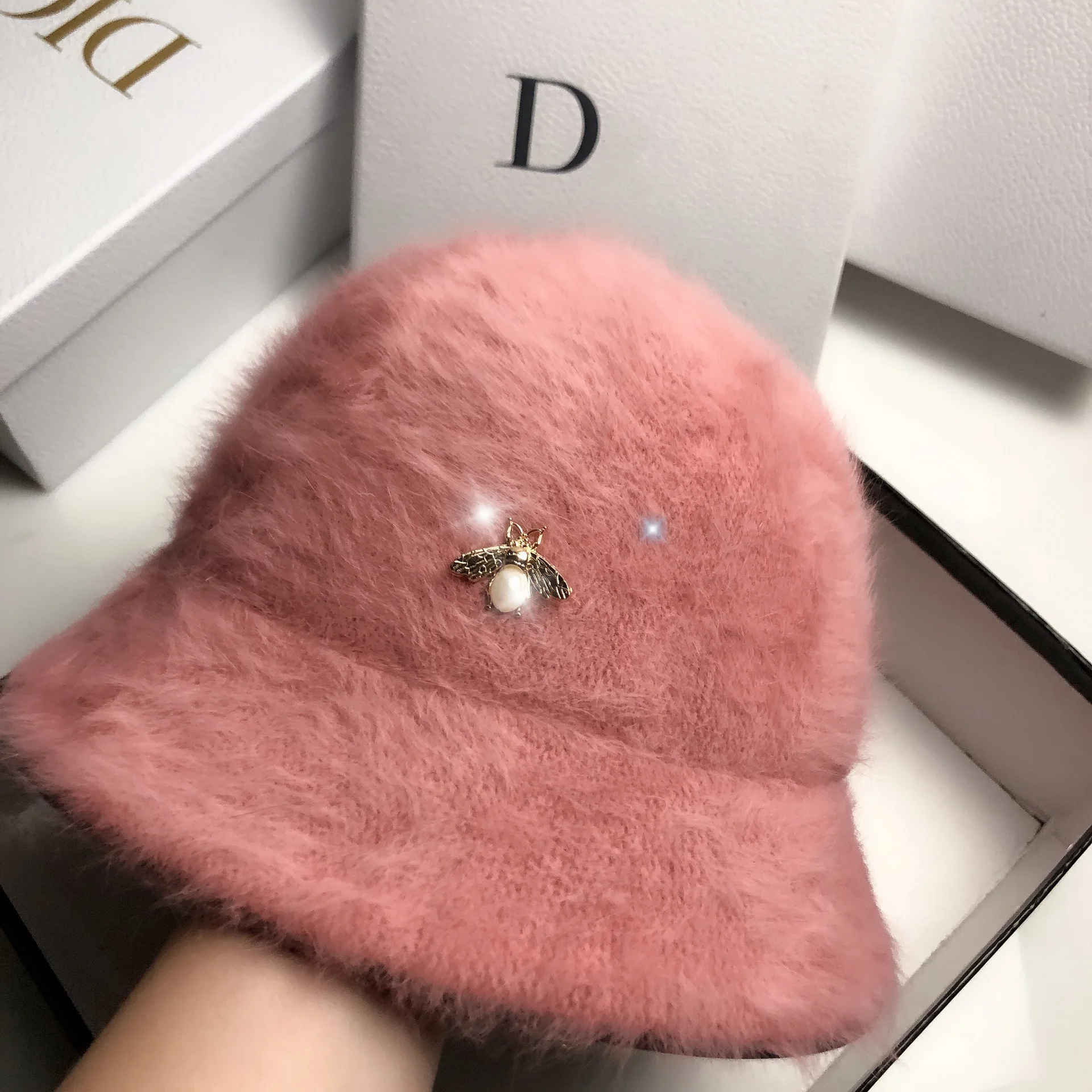 Новая зимняя женская шапка для раковины из кроличьего меха простая и