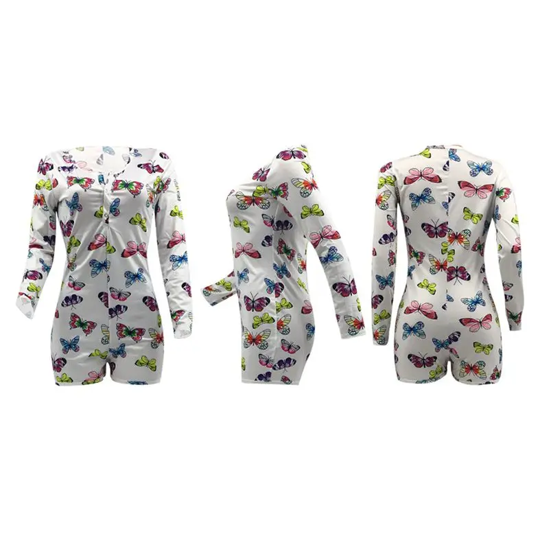 

ZKYZWX Home pajama Women long sleeve bodycon bodysuit casual Plus Size one piece romper overall playsuit jumpsuit Sleepwear