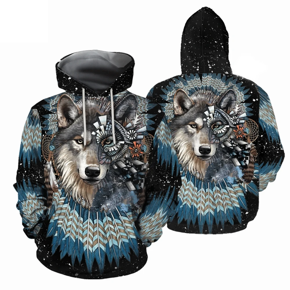 

Dark Plstar 3D Print Native Culture Wolf Harajuku Streetwear Pullover Long Sleeve Casual Unisex Hoodies/Sweatshirt/Zip Style-2