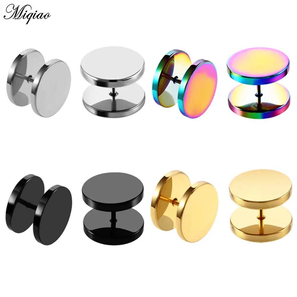 

Miqiao 1 Pcs Body Piercing Jewelry Hypoallergenic Stainless Steel Round Cake Plating Barbell Stud Earrings