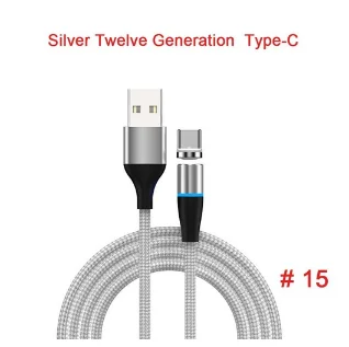 For Type C Sliver Магнитный кабель Micro USB кабель 3A Быстрая зарядка Магнитная линия Android зарядка линии синхронизации данных для huawei Xiaomi LG - Цвет: For Type C Sliver
