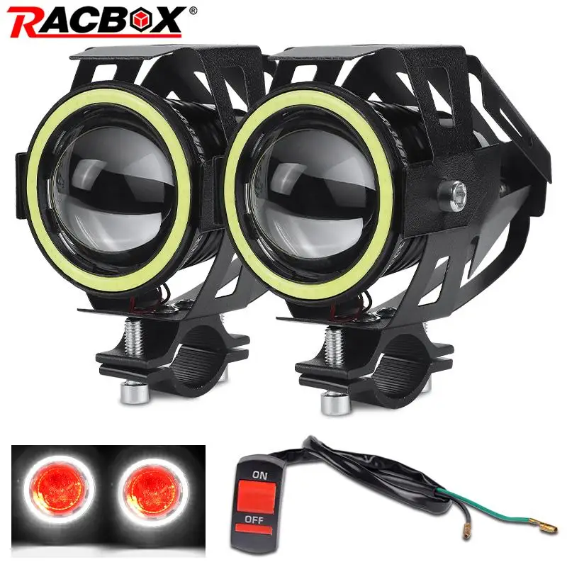 Пара светодиодных мотоциклетных противотуманных фар ангельские глазки