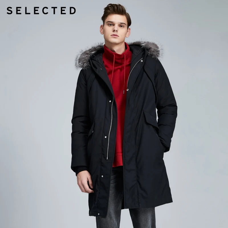

SELECTED Multiple Pockets Outwear Men Loose Mid-length Down Jacket R|419412503
