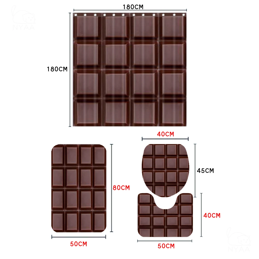 4 шт. панель из темного шоколада NYAA для душа занавеска крышка коврика туалета