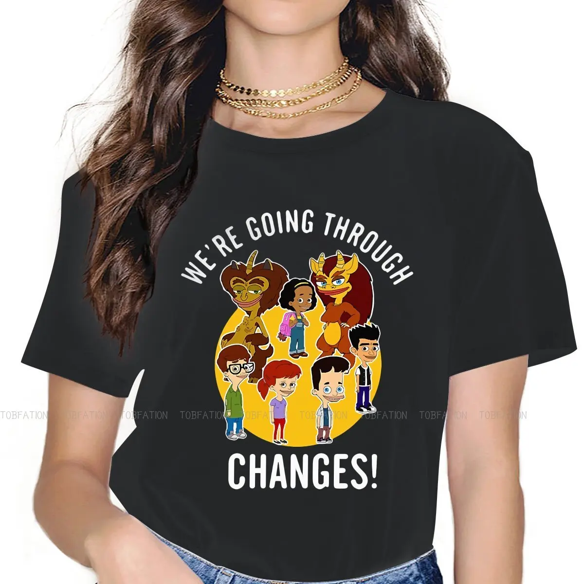 

We Are Going Through Changes TShirt For Girls Big Mouth Nicholas Rick Animated TV Tops Fashion Ladies T Shirt Basic Summer