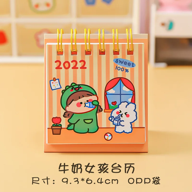 

2022 kawaii cartoon vitality tiger desktop paper ins mini desk calendar double daily schedule planner annual agenda organization