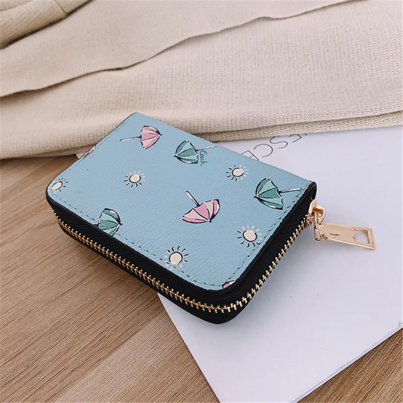Cartoon Wallet Card Bag  Zipper Leather Soft  Rainbow Umbrella Candy Bee Strawberry Small Fashion 2019 New Ins Popular Man Woman