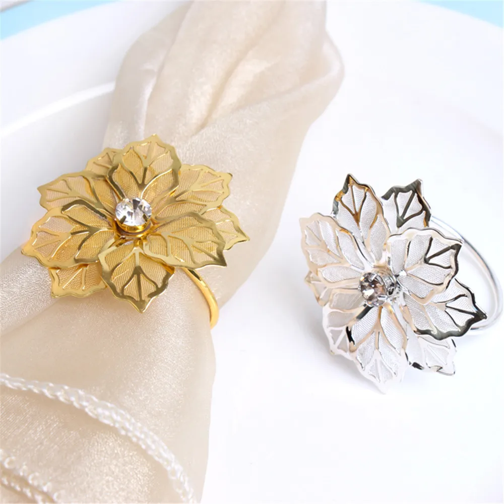 12PCS metal alloy napkin ring gold flower exquisite jewelry | Дом и сад