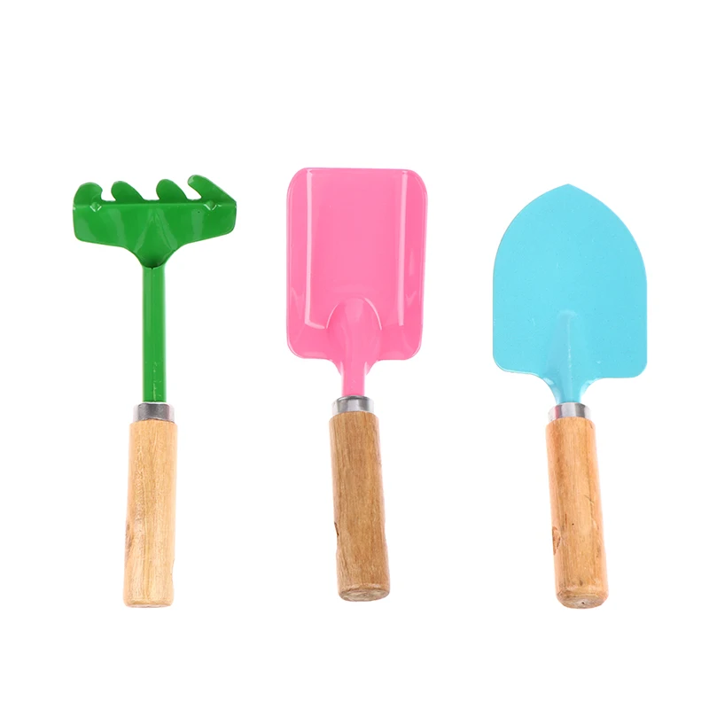 

3Pcs/bag Candy Color Garden Tools Mini Trowel Rake Shovel with Wooden Handle