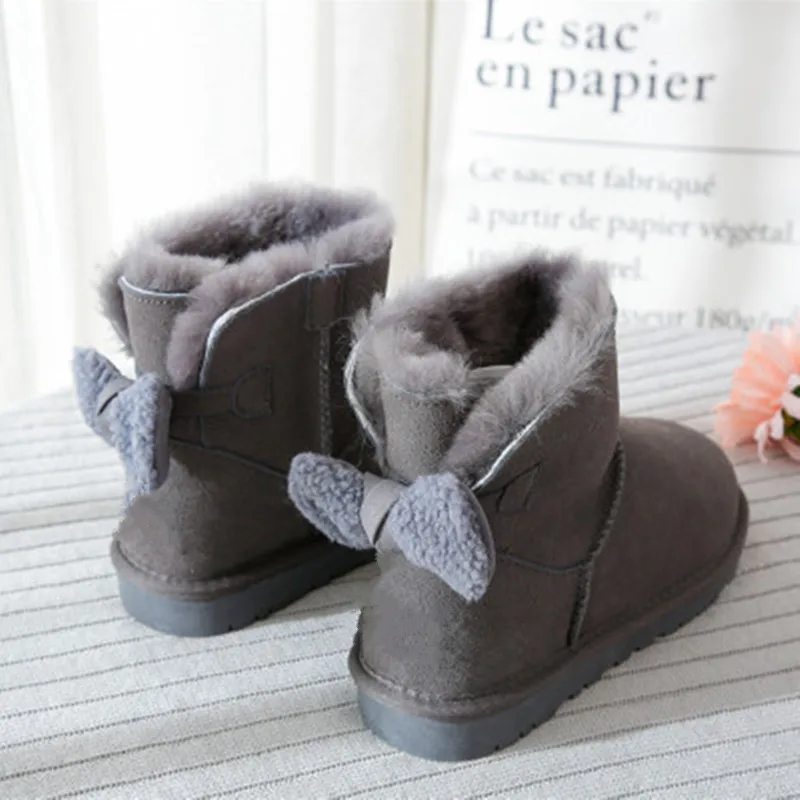 Pele de Carneiro para Mulheres Botas de Neve Pele de Carneiro Novo Estilo Real Inverno Clássico Mulher Genuína Botas Femininas Sapatos 2021