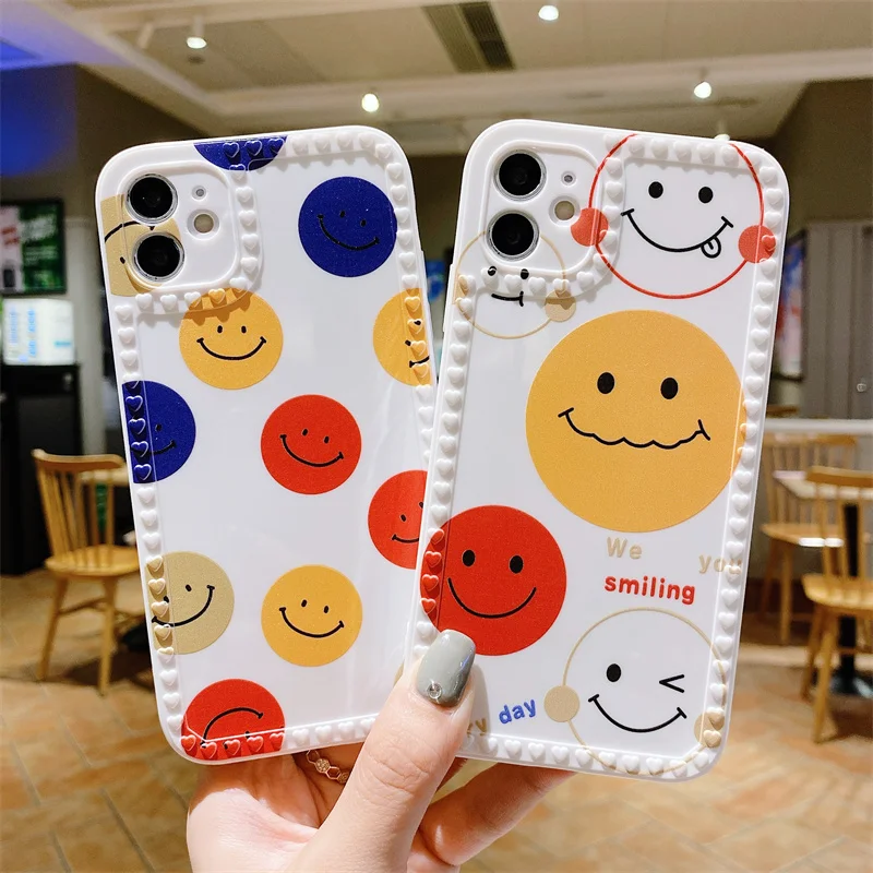 

Мягкий силиконовый чехол для телефона, мультяшный счастливый чехол для iPhone 12mini 11 12 Pro Max Mini XR X XS SE 7 8 Plus, чехол с сердцем