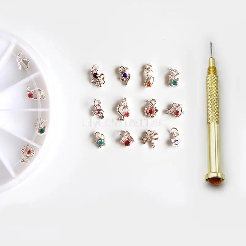 1 Набор смешанных золотых Стразы подвески для ногтей ручное сверло пирсинга