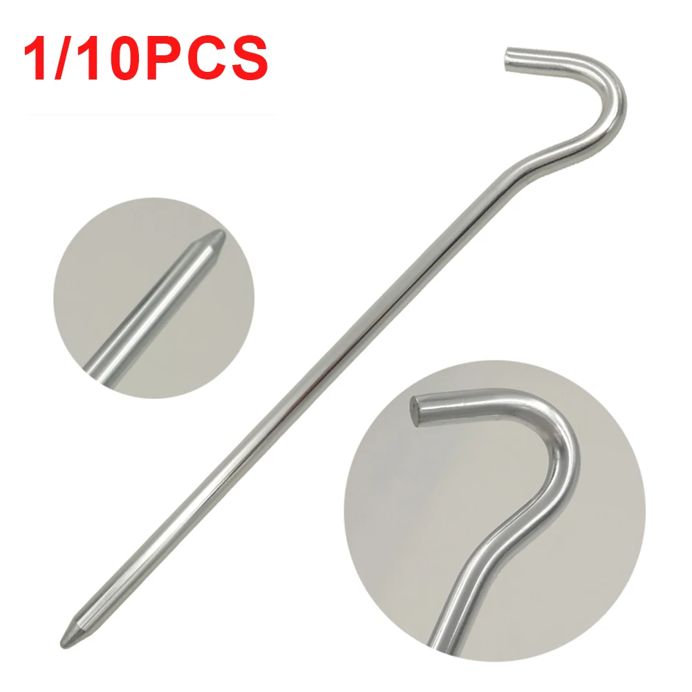 

1/10 Pcs 18cm Tent Stakes Aluminum Round Tent Stake Pegs Solid Garden Stake Metal Hook for Outdoor Camping Tents Canopies