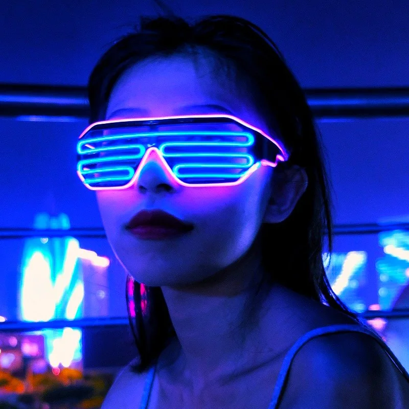 СВЕТОДИОДНЫЕ светящиеся очки для Хэллоуина, беспроводные жалюзи для прыжков, креативные светящиеся игрушки, украшение для музыки, бара, веч... от AliExpress WW