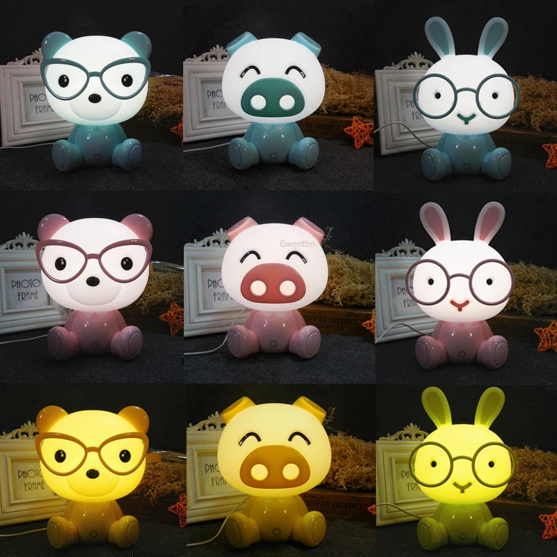 

Cartoon Animal Table Lamp Pig Bear Rabbit Night Lights Led Dimmable Table Lamp for Baby Kids Bedside Lamp Children's Gift Decor