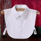 Женская хлопковая рубашка со съемными лацканами, однотонная блузка в клетку с воротником-обманкой, одежда для молодых девушек