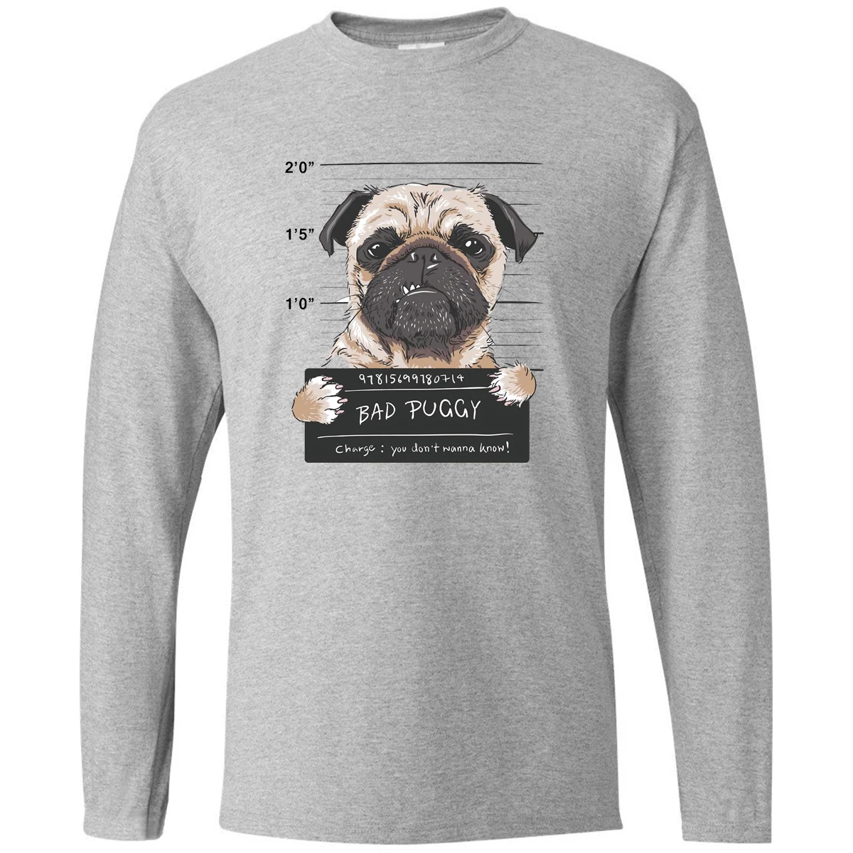 Футболка Bad Puggy с круглым вырезом и длинным рукавом Брендовые мужские футболки