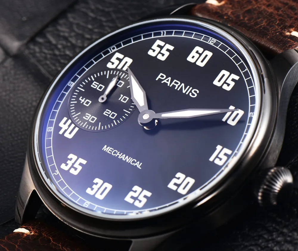 2020 вопрос Повседневное мужские часы механическая рука ветер кожа 44 мм Парнис с