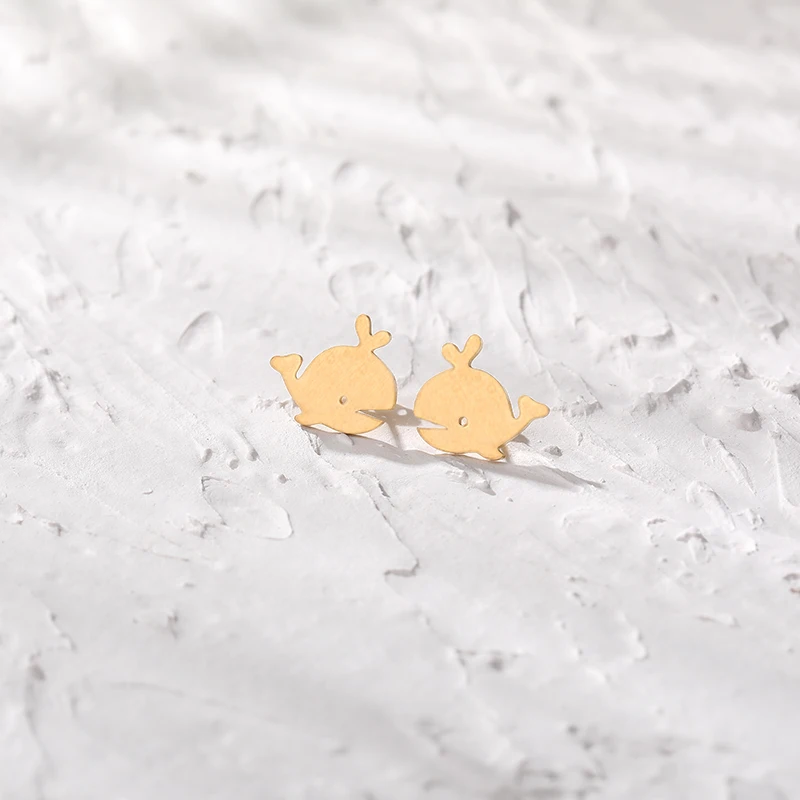 Tiny Humpback Whale Stud Earrings For Women Girl Sea Animal Jewelry Baby Stainless Steel Friendship Gifts | Украшения и