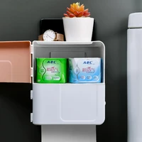 double layer tissue box wall mounted creative toilet paper holder waterproof tissue holder punch free bathroom accessories