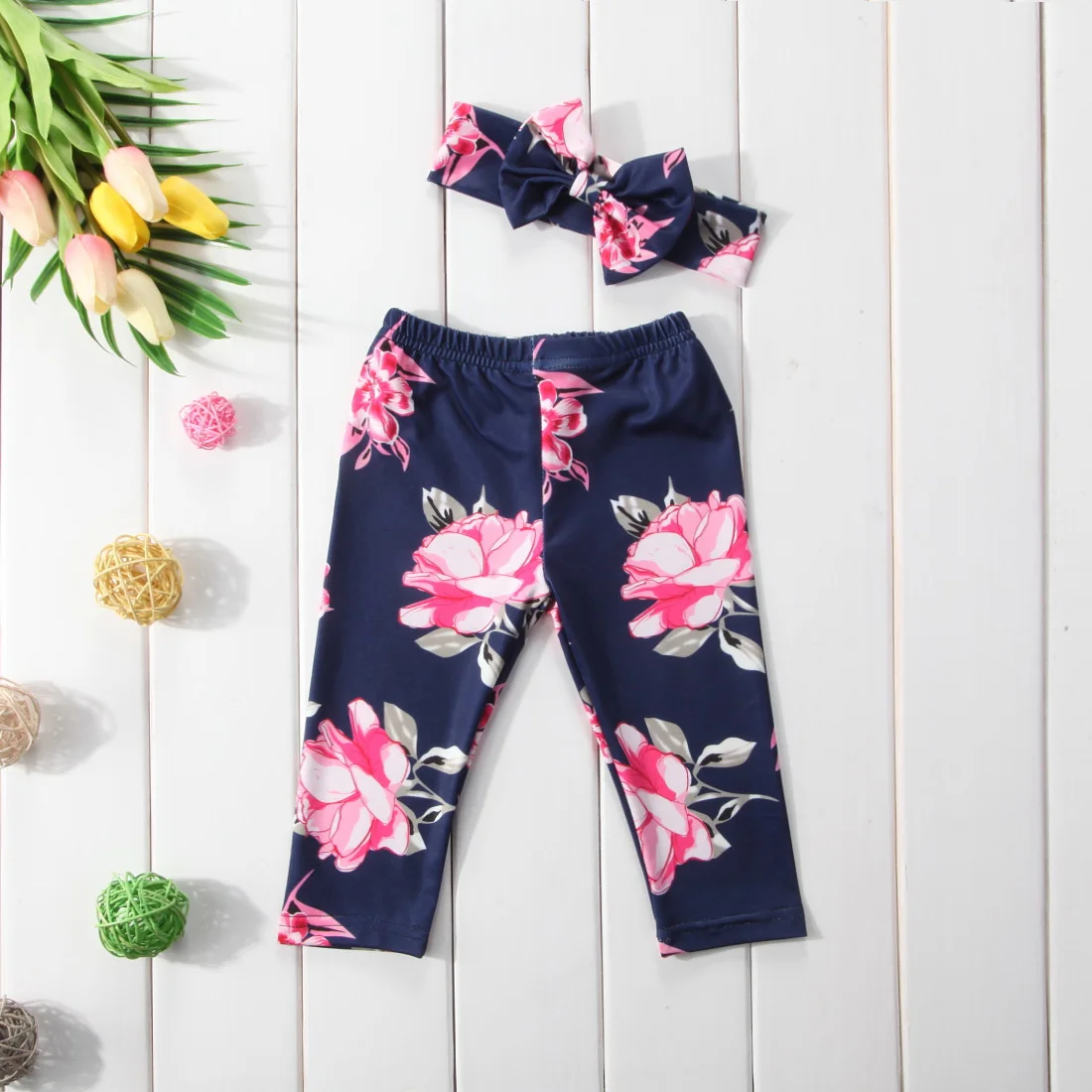 Одежда для маленьких девочек брюки с принтом головной убор бантом новинка 2019 |