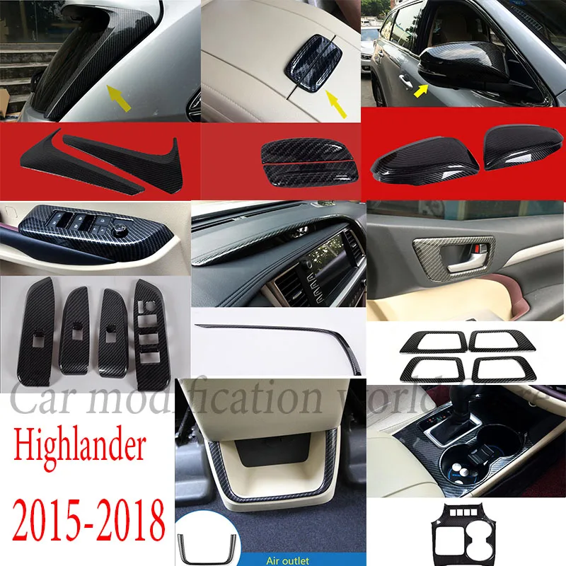 Накладка из АБС-пластика углеродного волокна 2019 для Toyota Highlander 2015-панель