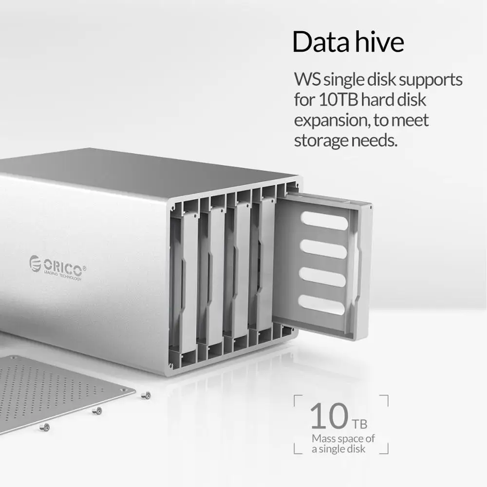 ORICO 3.5'' 5 Bay USB3.0 to SATA3.0 with RAID HDD Case Aluminum USB3.0 HDD Docking Station Support UASP 50TB HDD Enclosure