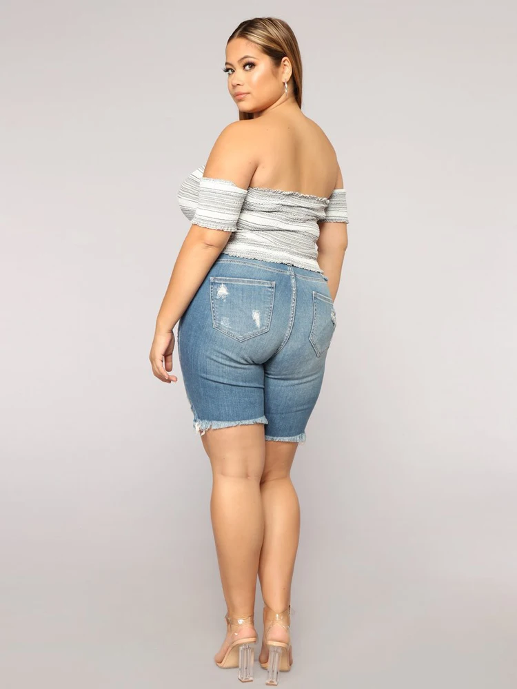 5XL размера плюс светильник синие джинсовые шорты женские летние повседневные