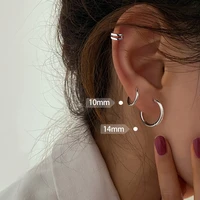 2pcs hoop earrings for women men stainless steel hoops earring round punk male piercing jewelry accessories thick 2 0mm2 5mm
