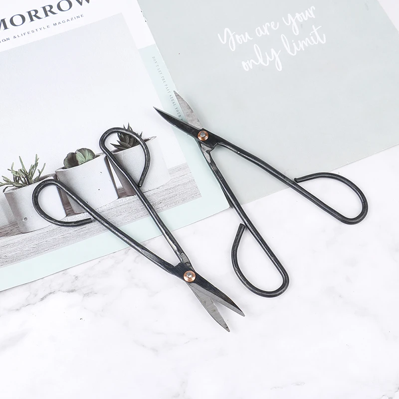 

20cm/18.5cm Black Steel Bonsai Tool Long Handle Scissors Gardening Plant Branch Shears