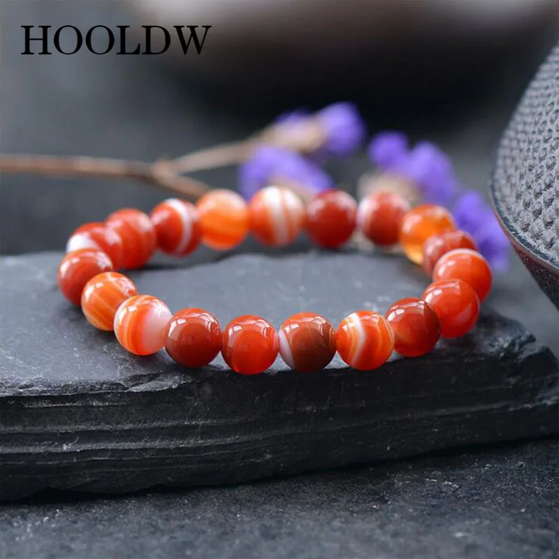 HOOLDW браслет агата из натурального камня красный синий коричневый матовый оникс